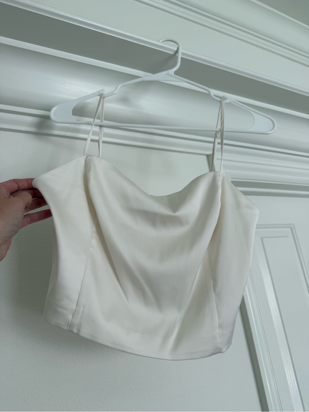 Sunday Best Ivory Satin Cowl Crop Camisole